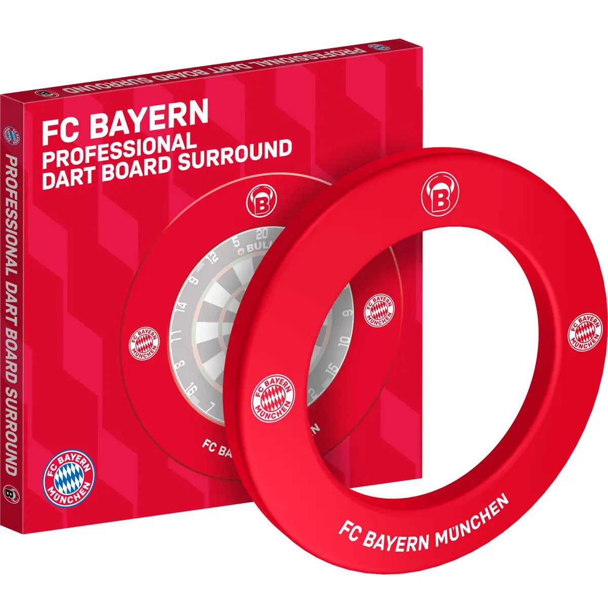 Bull’s FC Bayern München PU Surround in roter Ausführung mit Originalverpackung – Wandschutz für Dartboards mit 45 cm Innendurchmesser