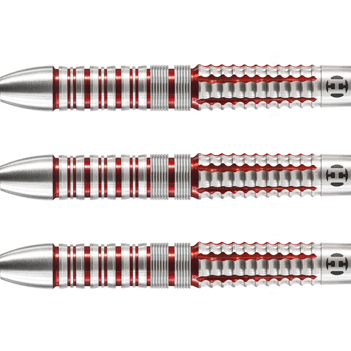 Harrows Damon Heta Steeldart Barrel mit roten Fräsungen und Gripstruktur