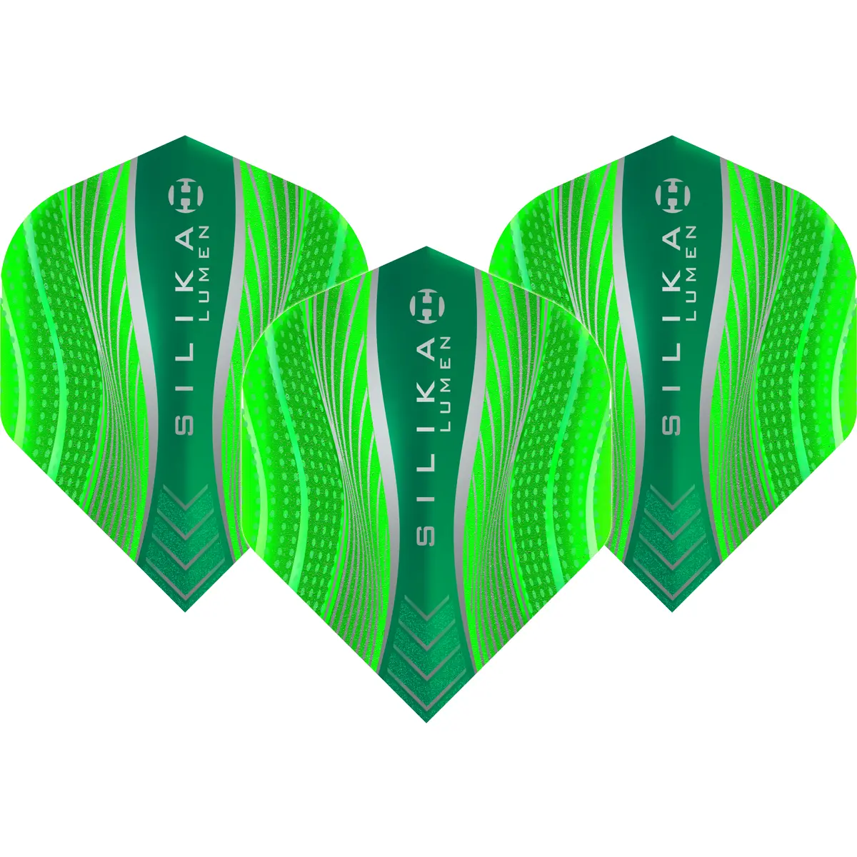 Harrows Silika Lumen No.2 Flights Green im 3er Set mit hoher Sichtbarkeit