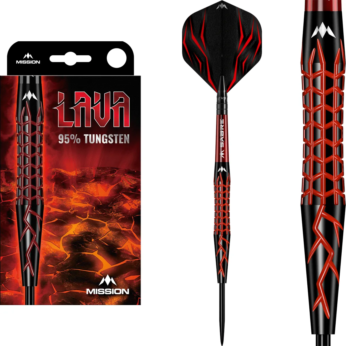 Mission Lava Steeldarts Set mit Verpackung, Barrel und Lava-Flights