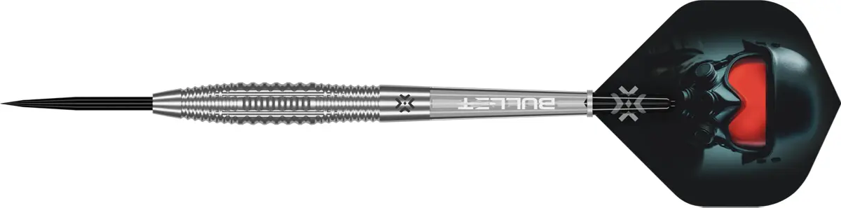 Bullet Ranger Steeldart in Seitenansicht mit silbernem Ring- und Gridgrip