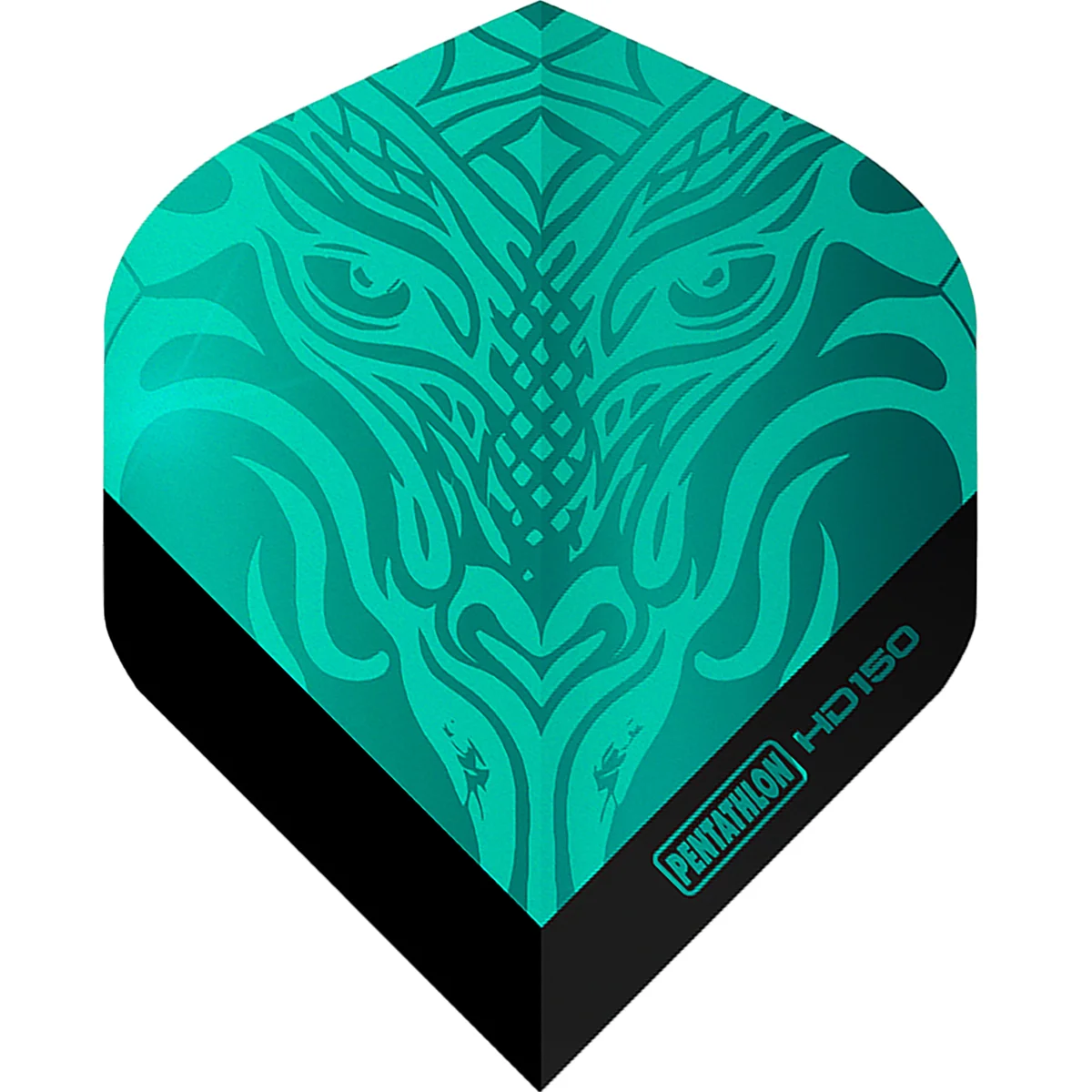 HD150 Metallic Flights Jade – Tribal Design – 150 Mikron Pentathlon HD150 Metallic Dart Flights Jade mit Tribal-Tigerkopf