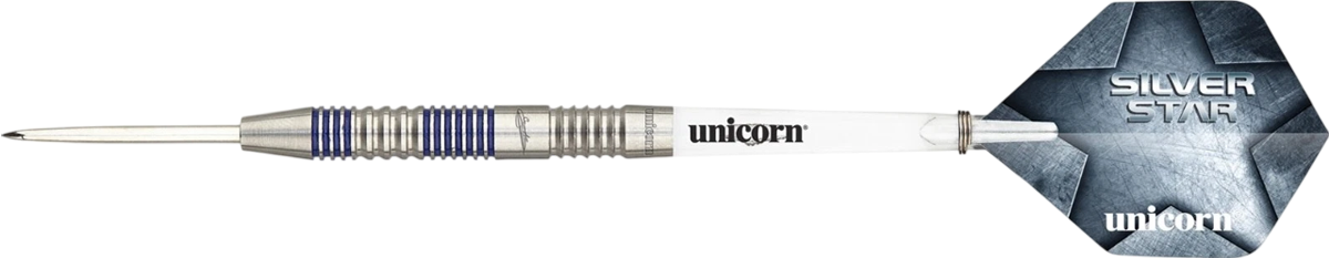 Unicorn Gary Anderson Silver Star P2 Steeldarts kompletter Dartpfeil in Seitenansicht