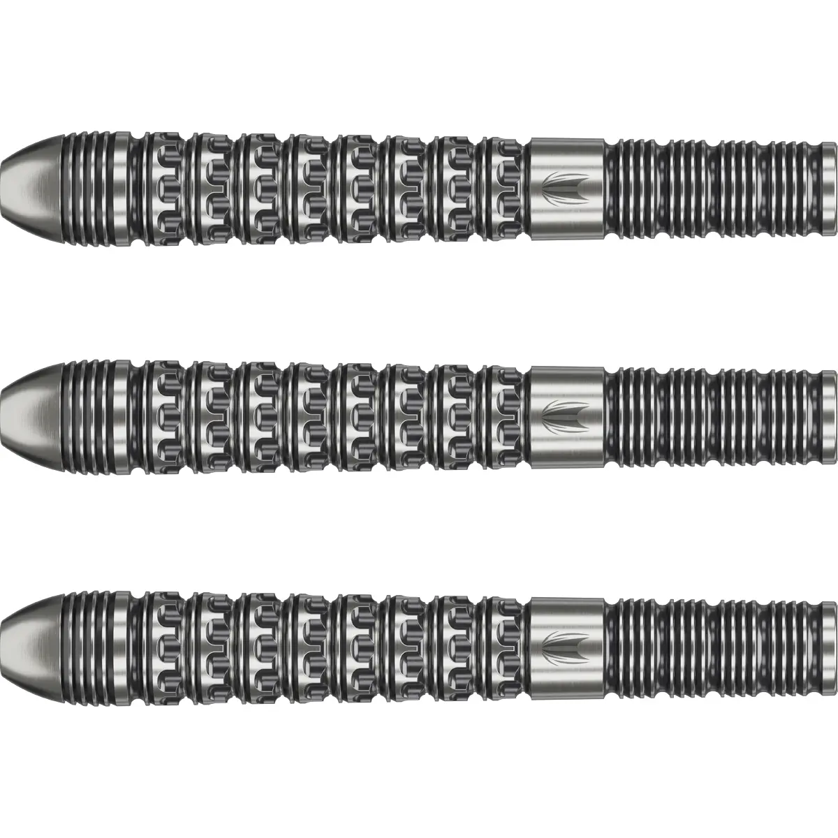 Target Redux 03 Swiss Point Dartbarrels – Griffdetails Target Redux 03 Dartbarrels – 90 % Tungsten mit radial gefrästem Grip im Detail