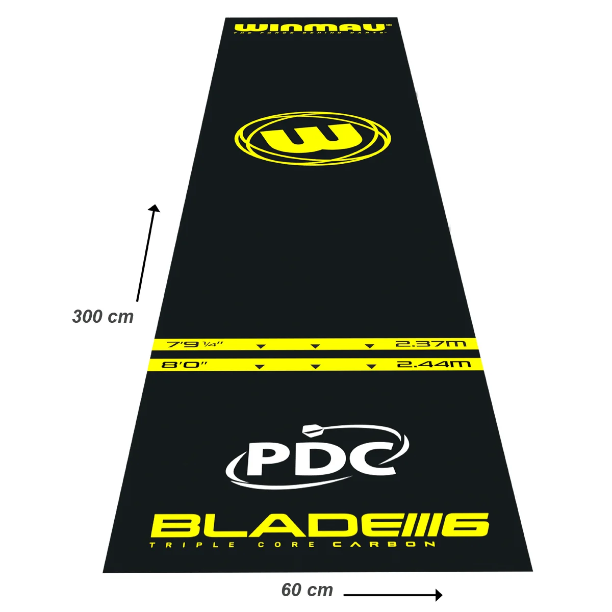 Winmau Pro Zone Essential Dartmatte – Maße 300 x 60 cm mit Abwurflinien für Soft- und Steeldart