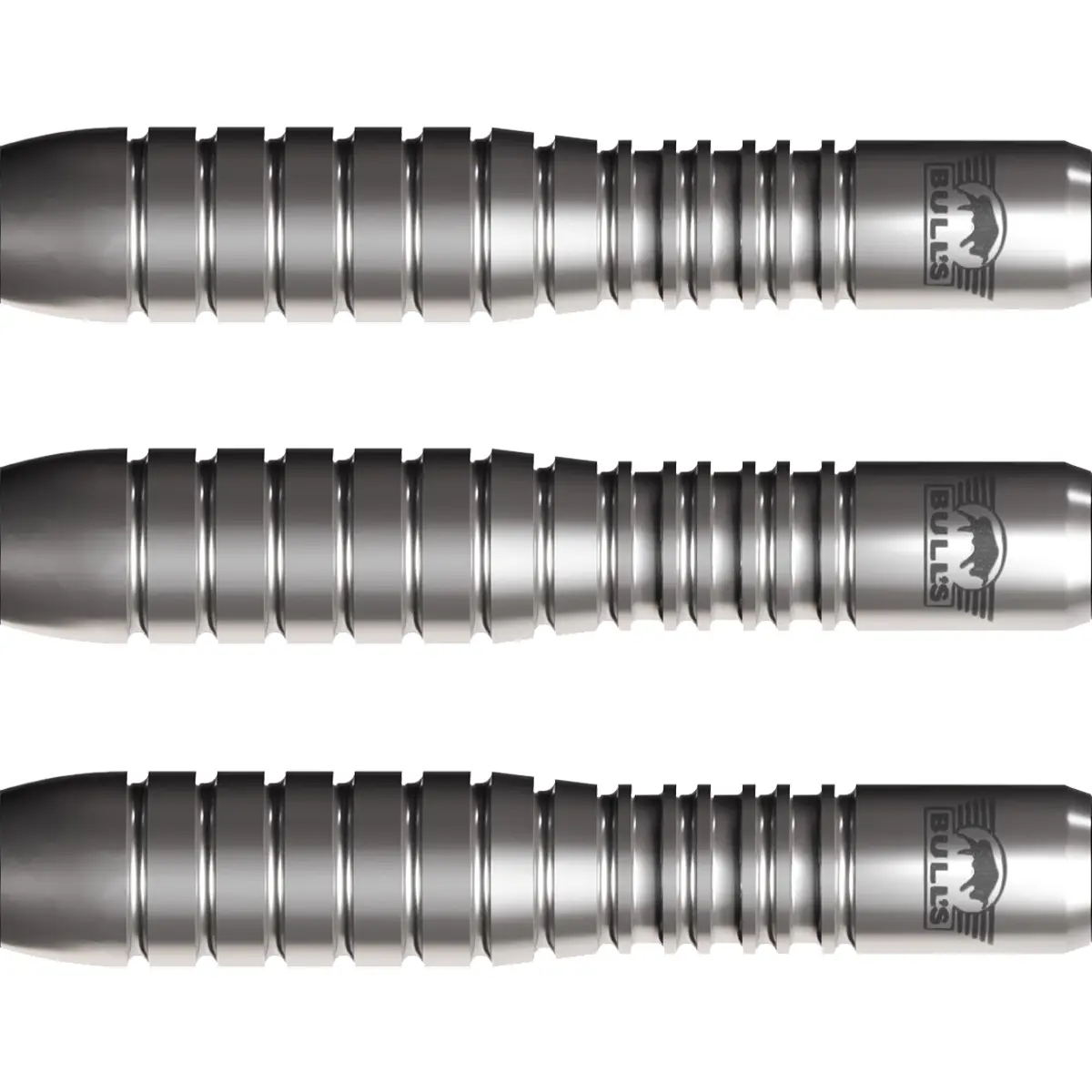 Bull’s Lightning 80 % Tungsten Barrels – präziser Softdart mit klassischem Grip Bull’s Lightning Red Softtip – Detailansicht der Tungsten-Barrels mit Ringgrip