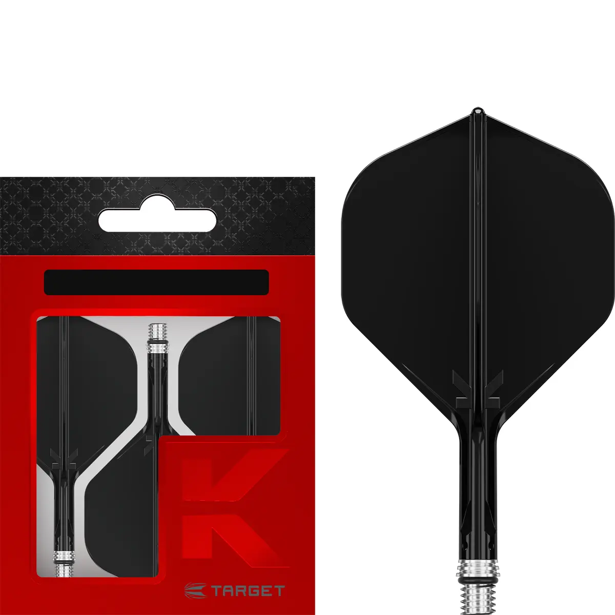 Target K-Shift Flight & Shaft System No.2 schwarz Short 19 mm – integriertes Dart Flight-Schaft-System mit seitlicher Flexbewegung