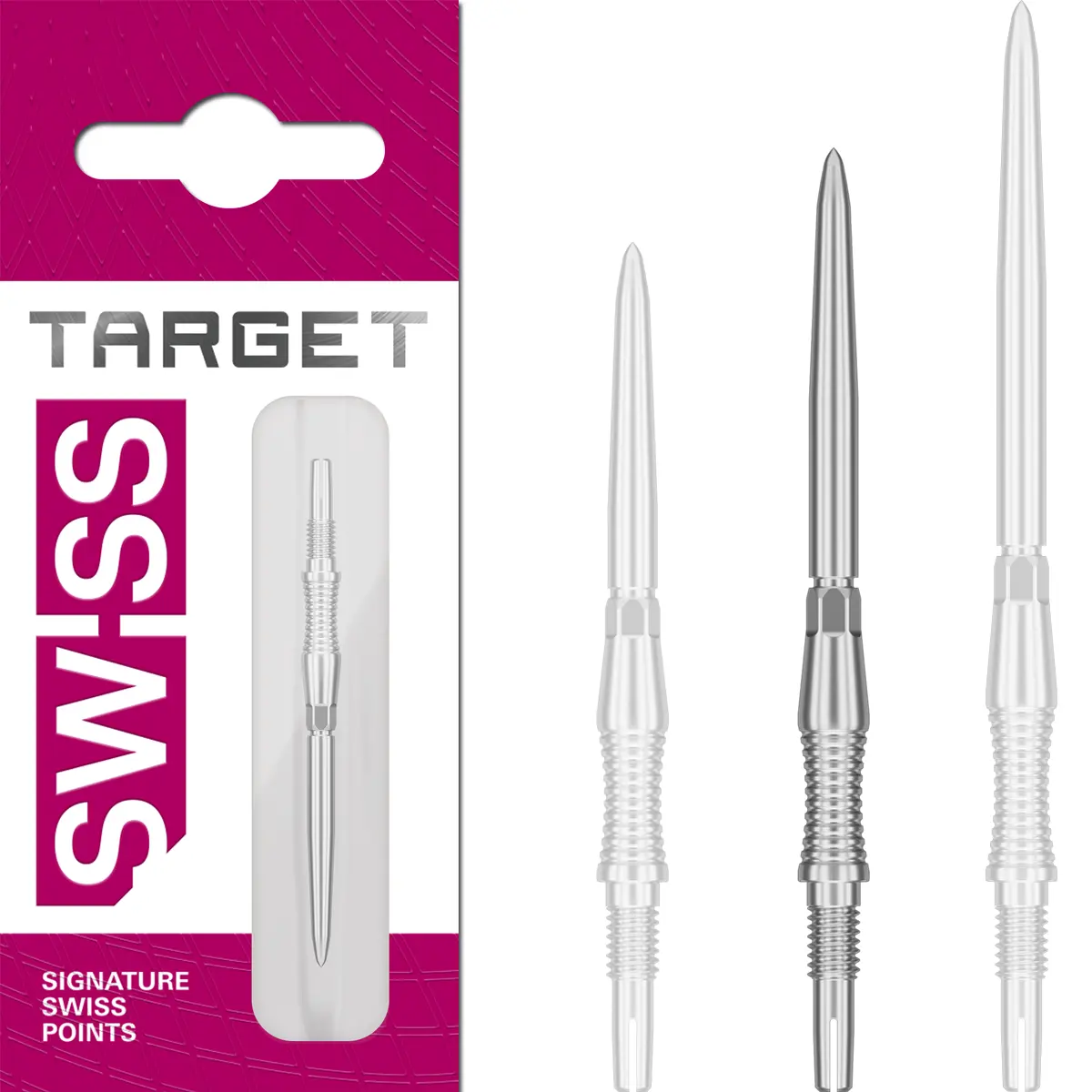 Target Swiss Point Signature RST Silber 35 mm – Dartspitzen mit RST-Grip Target Swiss Point Signature RST Spitzen Silber 35 mm – Swiss Point Dartspitzen mit präziser Fräsung und sicherem Grip