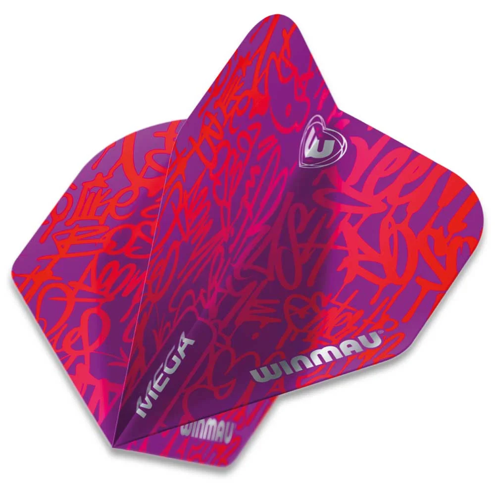 Winmau Mega Graffiti Flights Rot – Urban Design & 75 Mikron stark Winmau Mega Standard Flights Violett mit rotem Graffiti-Muster