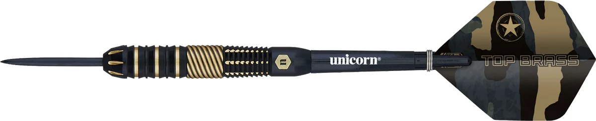 Unicorn Top Brass 2 Steeldarts 19g Seitenansicht mit schwarzem Brass Barrel