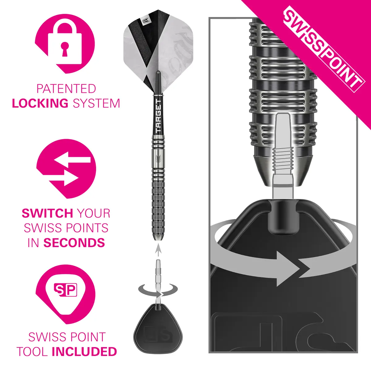 Target Beau Greaves Gen1 Steeldarts mit Swiss Point System – Wechselsystem im Detail