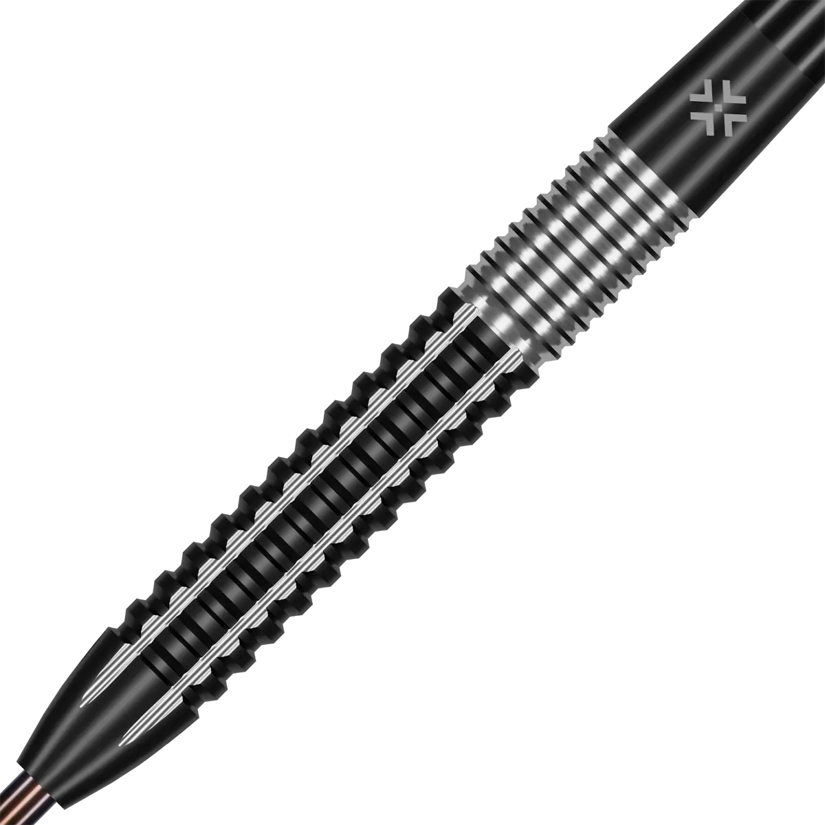 Bullet Diesel Steeldarts Barrel mit markantem Schwarz-Silber-Grip im Makro