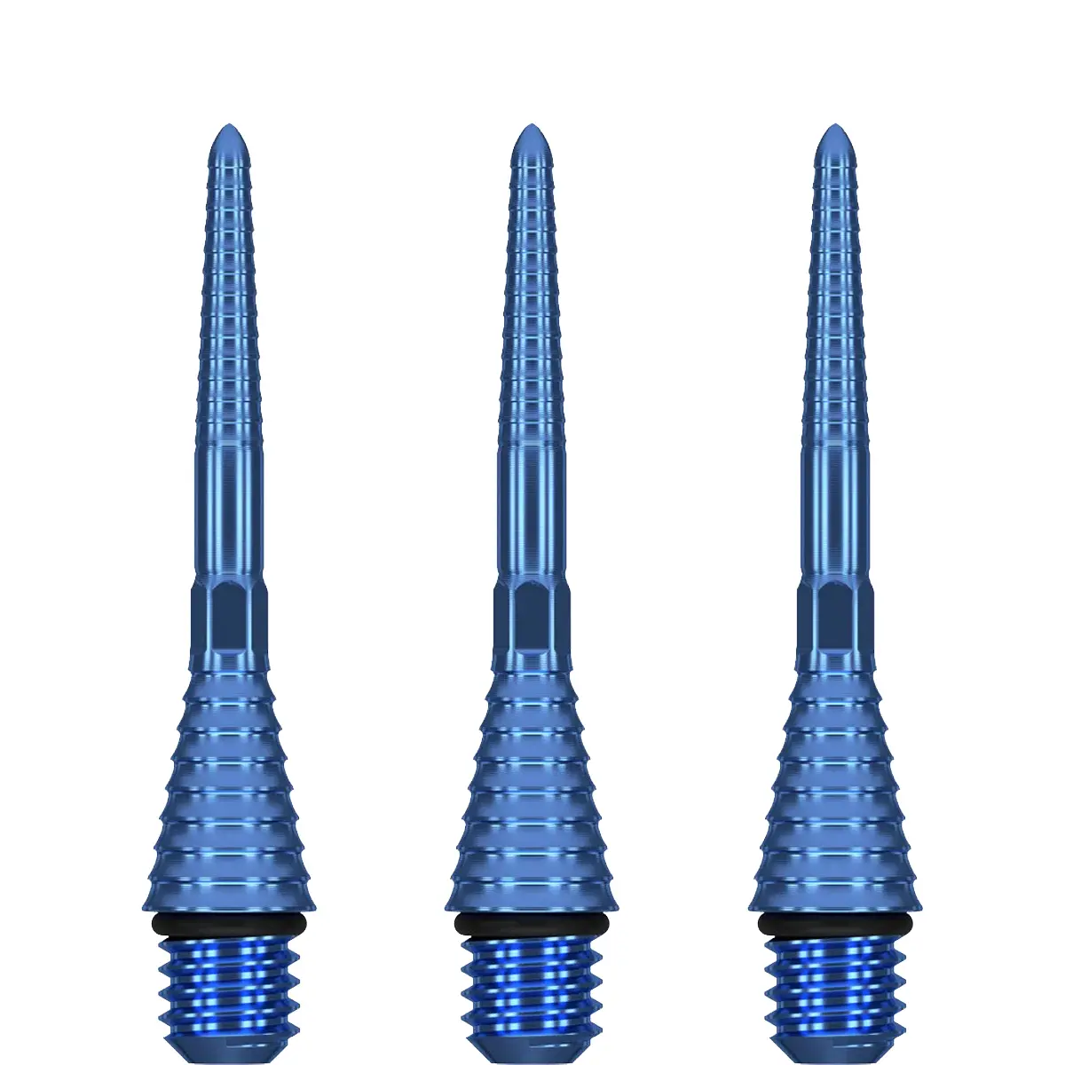 Target Swiss Point Grooved Conversion Points Blau aus Titanium mit Shark Grip – Conversion Spitzen für Softdarts und Steeldarts 26 mm