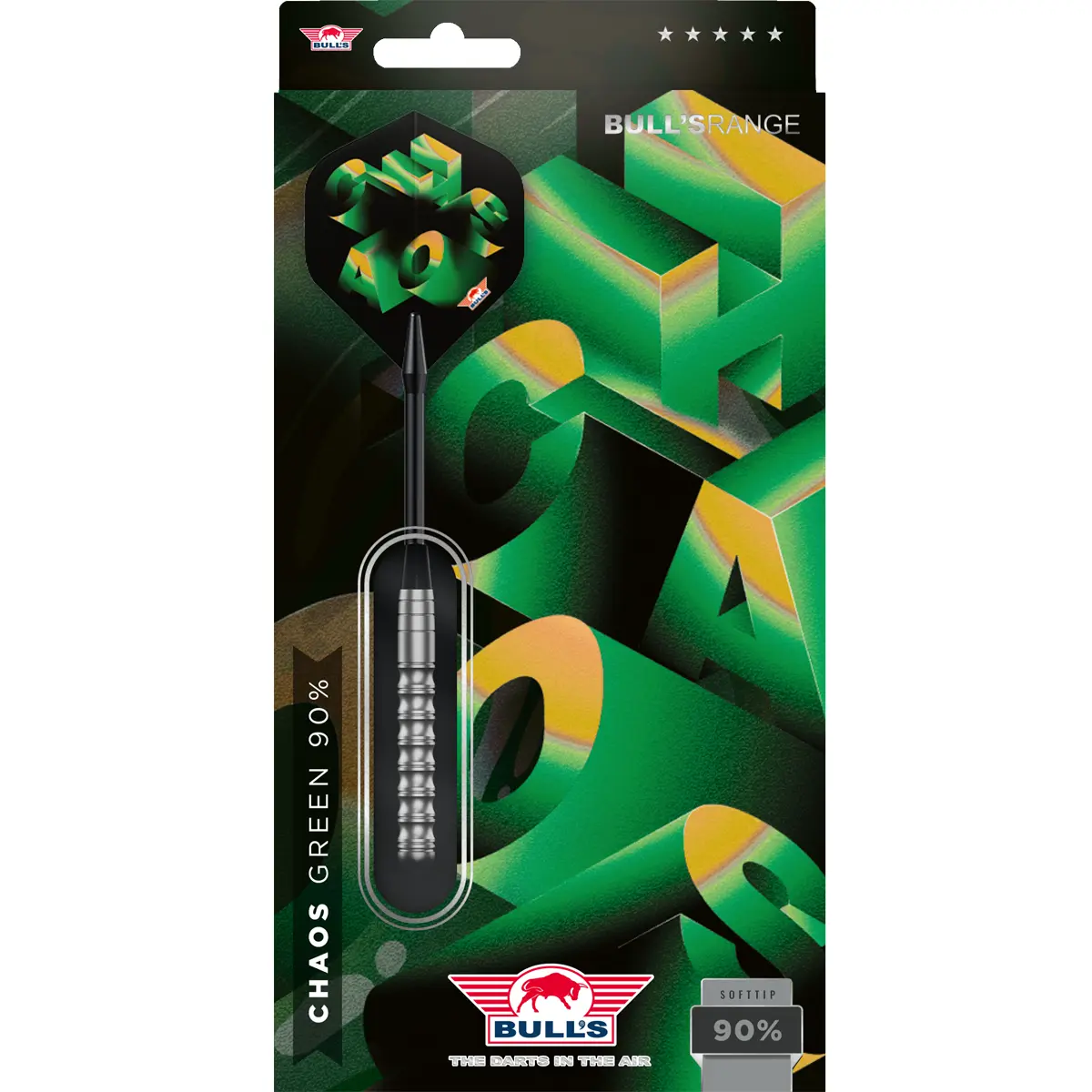 Original Bull's NL Chaos Green Softdarts Verpackung – 90% Tungsten Softtip