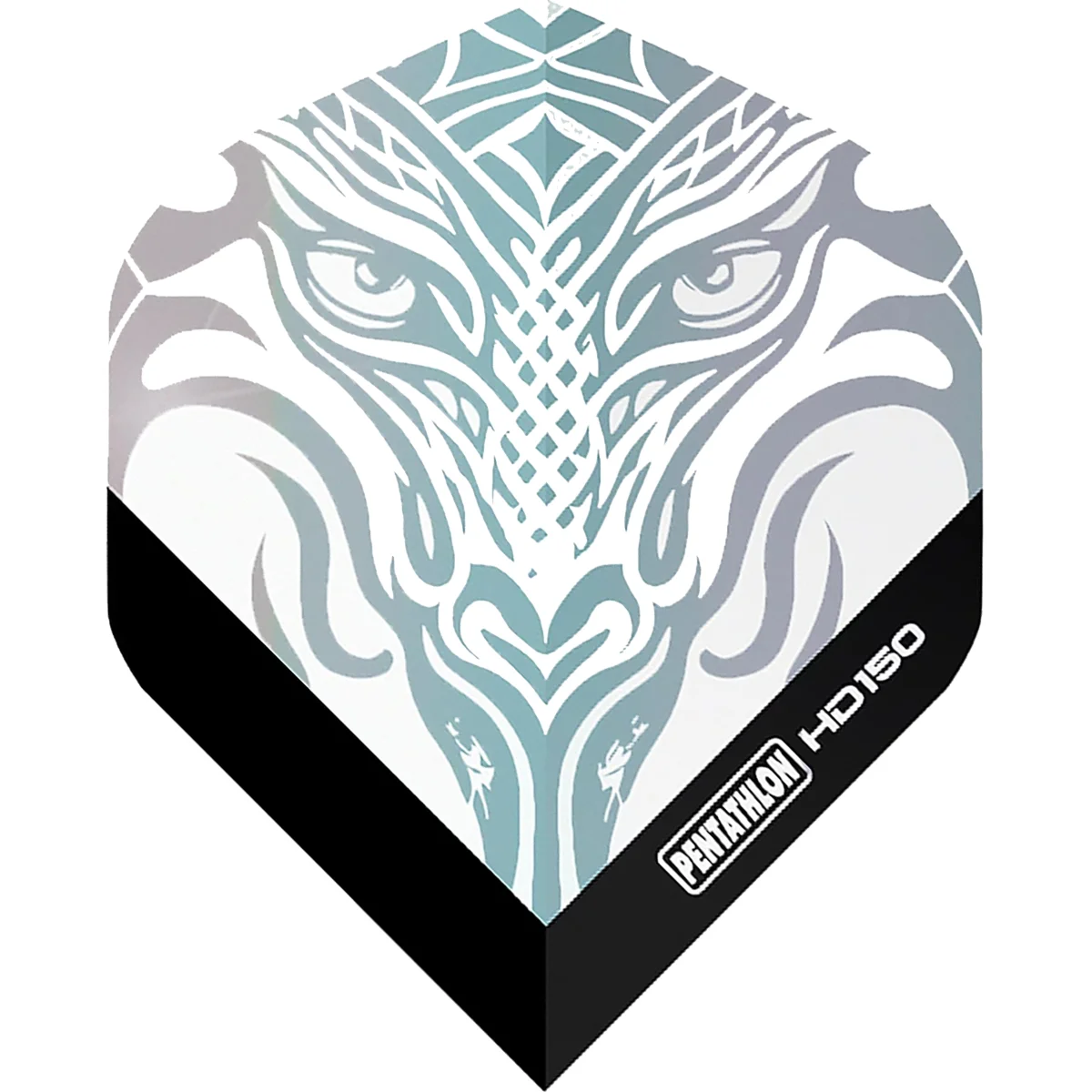 HD150 Metallic Flights Silber – Tribal Design – 150 Mikron Pentathlon HD150 Metallic Dart Flights Silber mit Tribal-Tigerkopf