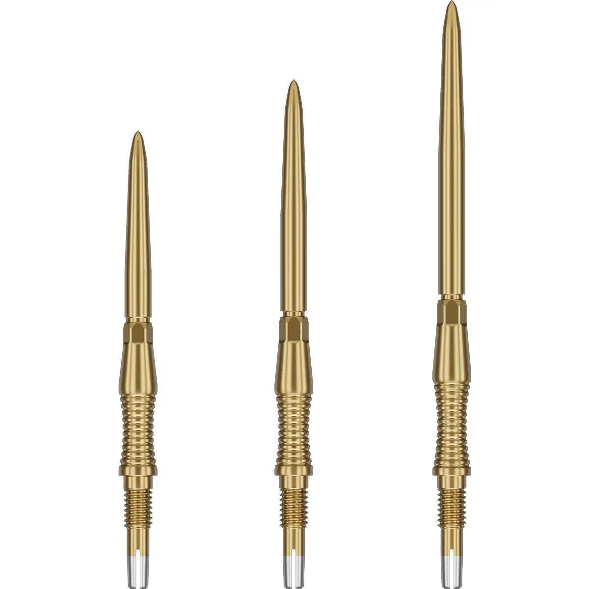 Target Swiss Point Signature RST Gold – Dartspitzen in drei Längen Target Swiss Point Signature RST Spitzen Gold – alle Längen 30 mm, 35 mm und 42 mm im Vergleich
