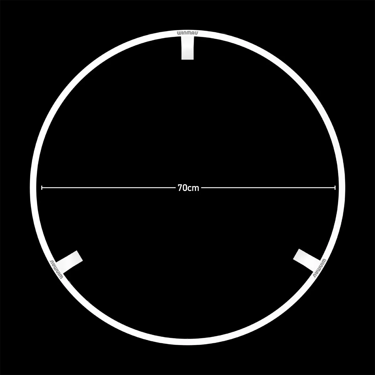 Winmau Plasma ICE Dartboardbeleuchtung mit weißem Winmau Pro Line Surround mit Maßangaben