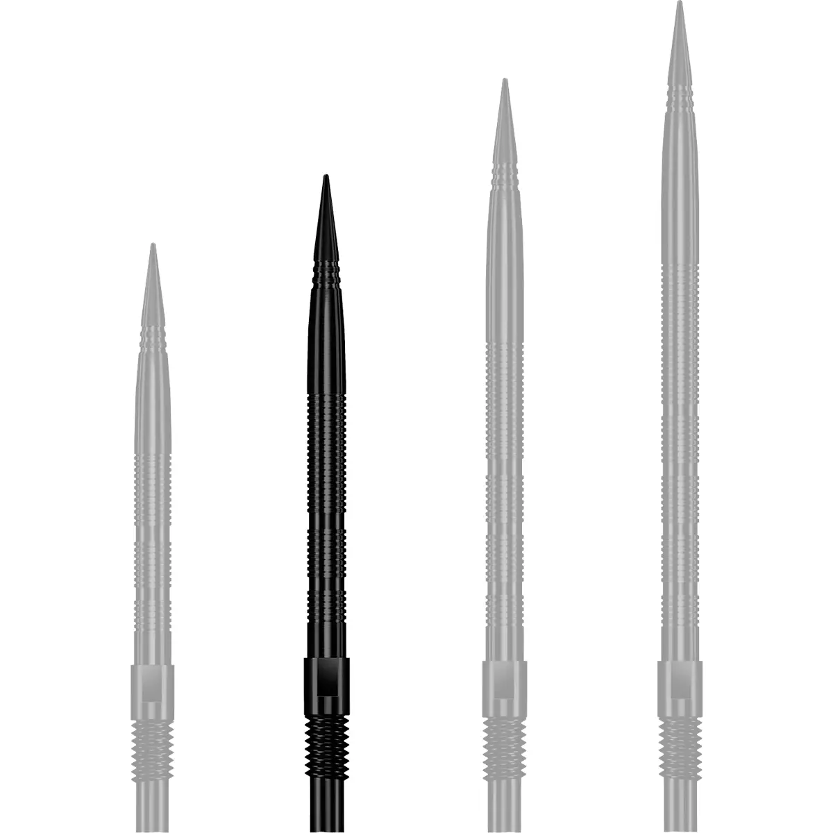 Detailansicht der Harrows Quick Point Micro Ridge Spitze schwarz mit feinem Micro-Grip
