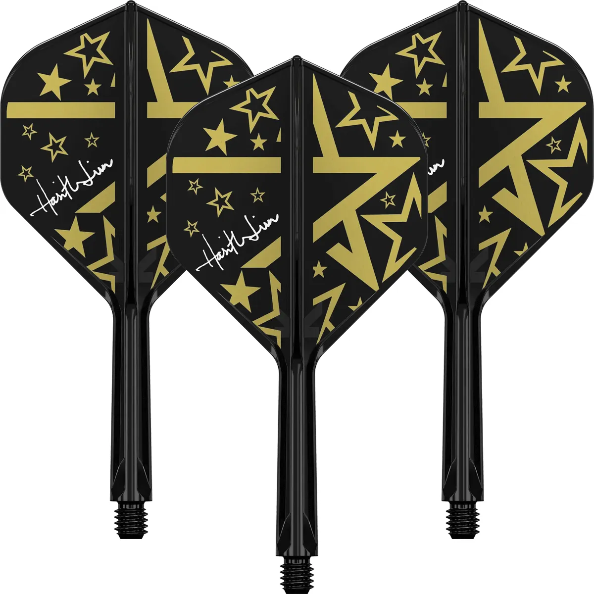 Detailansicht der Target K-Flex Harith Lim Hot Shot No2 Flights – integriertes Shaft-Flight-System mit klaren Linien und Logo