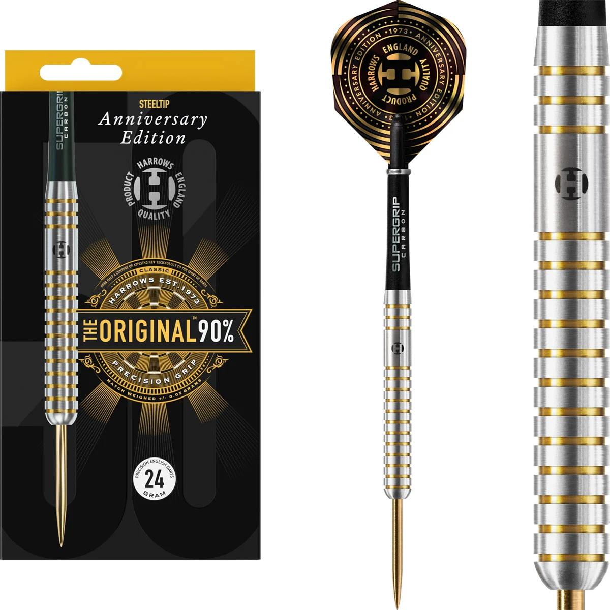 Harrows The Original Steeldarts – Set aus drei Darts mit goldener Titanbeschichtung