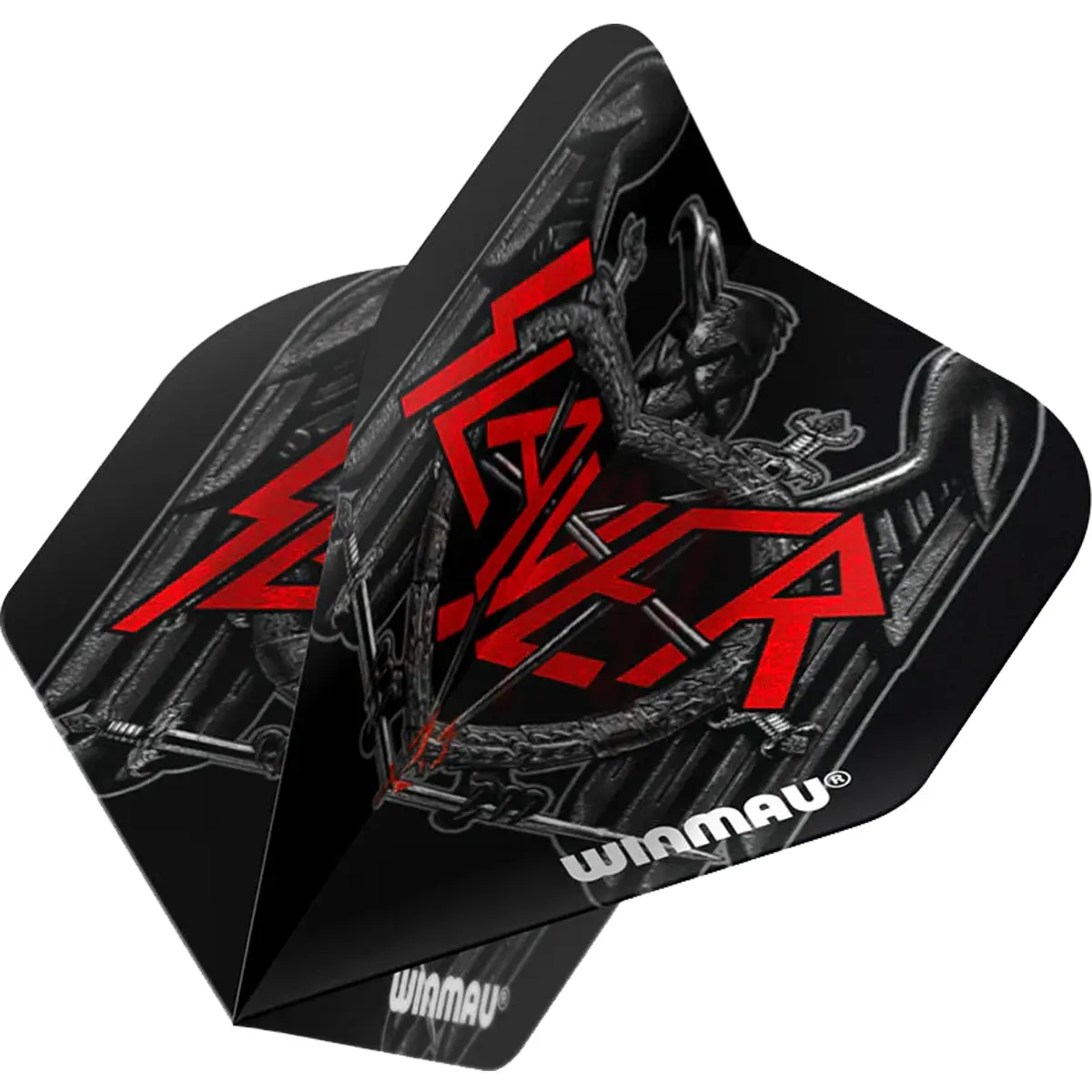 Slayer Flight in 3D-Ansicht – Rock Legends Serie Aufgeklappter Slayer Black Eagle Flight – schwarze Flügel mit Logo