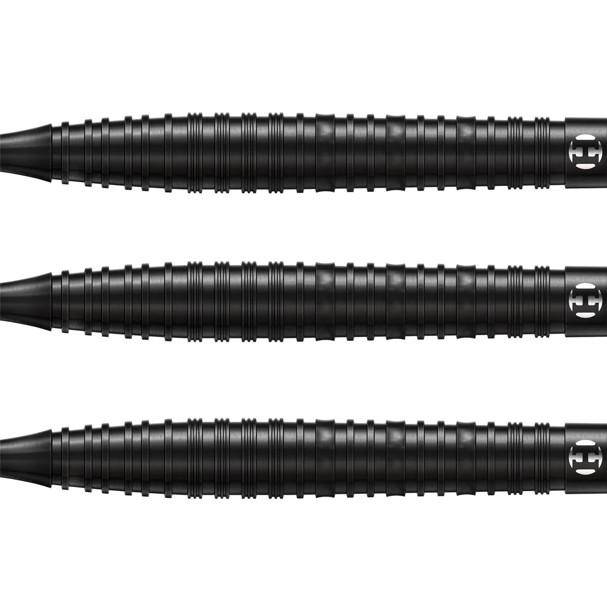 Drei Harrows NX90 Black Edition Steeldart Barrels in schwarzer Titaniumbeschichtung