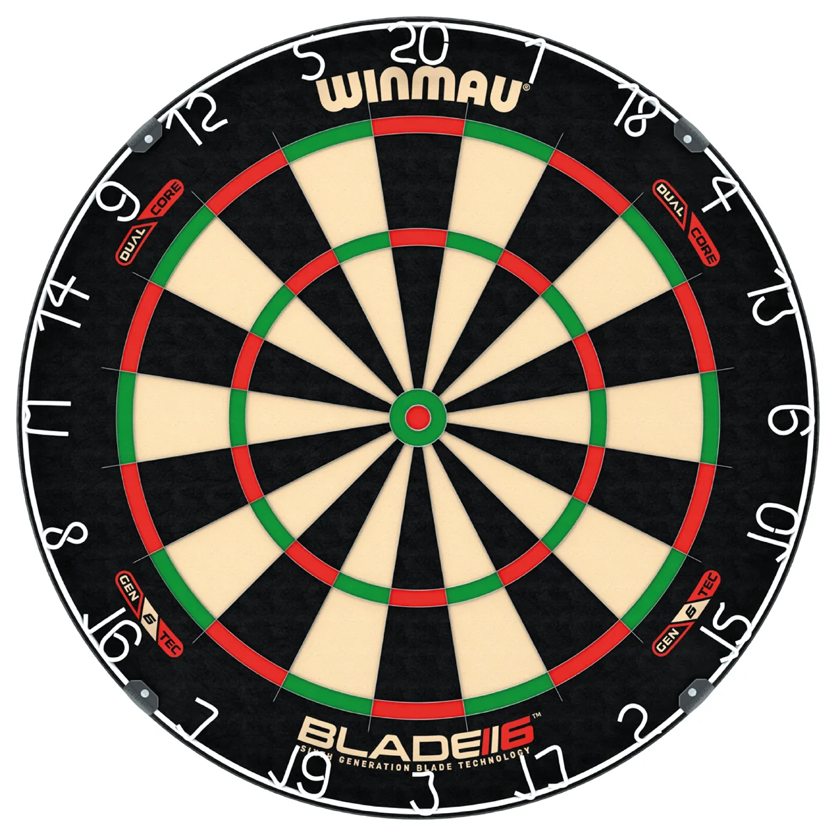 Winmau Blade 6 Dual Core – langlebige Sisal-Dartscheibe mit minimalen Bounce-Outs Winmau Blade 6 Dual Core Dartscheibe mit doppelter Sisalschicht und PDC-Turniermaß