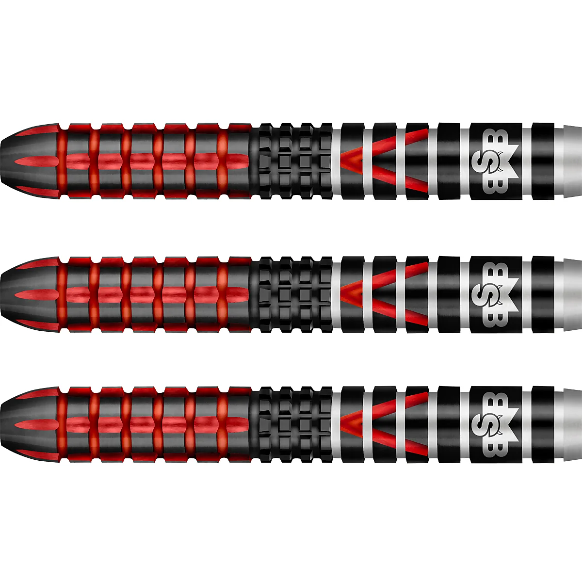 Shot Michael Smith Defiant Steeldarts Barrel – roter und schwarzer Grip aus 90 % Tungsten Shot Michael Smith Defiant Dartbarrels mit rotem und schwarzem Gripmuster aus 90 % Tungsten