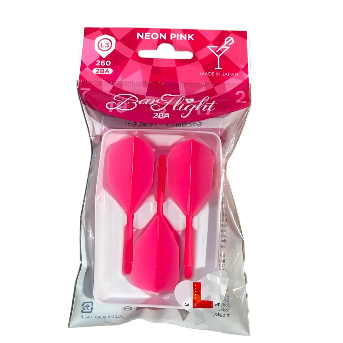 L-Style BarFlight 2BA Neonpink Verpackung L3 260 Dart Flight Shaft System Made in Japan