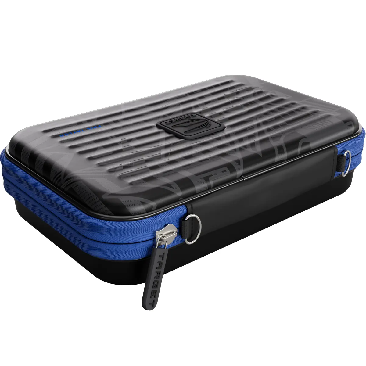 Target Takoma XL Ghost Series Phil Taylor Darttasche 45 Grad Ansicht mit blauem Reißverschluss