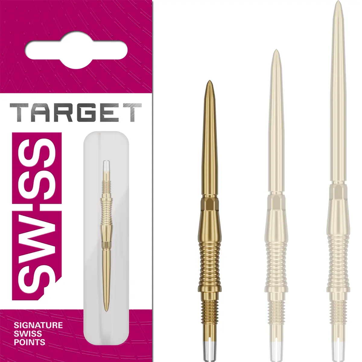 Target Swiss Point Signature RST Gold 30 mm – Swiss Point Dartspitzen mit Grip Target Swiss Point Signature RST Spitzen Gold 30 mm – Swiss Point Ersatzspitzen mit Grip und Storm-Design