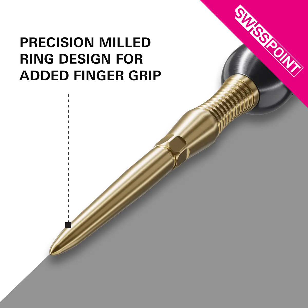 Target Swiss Point Signature RST Gold – gefräste Gripstruktur für besseren Halt Target Swiss Point Signature RST Gold – präzise gefrästes Ringdesign für zusätzlichen Fingergrip