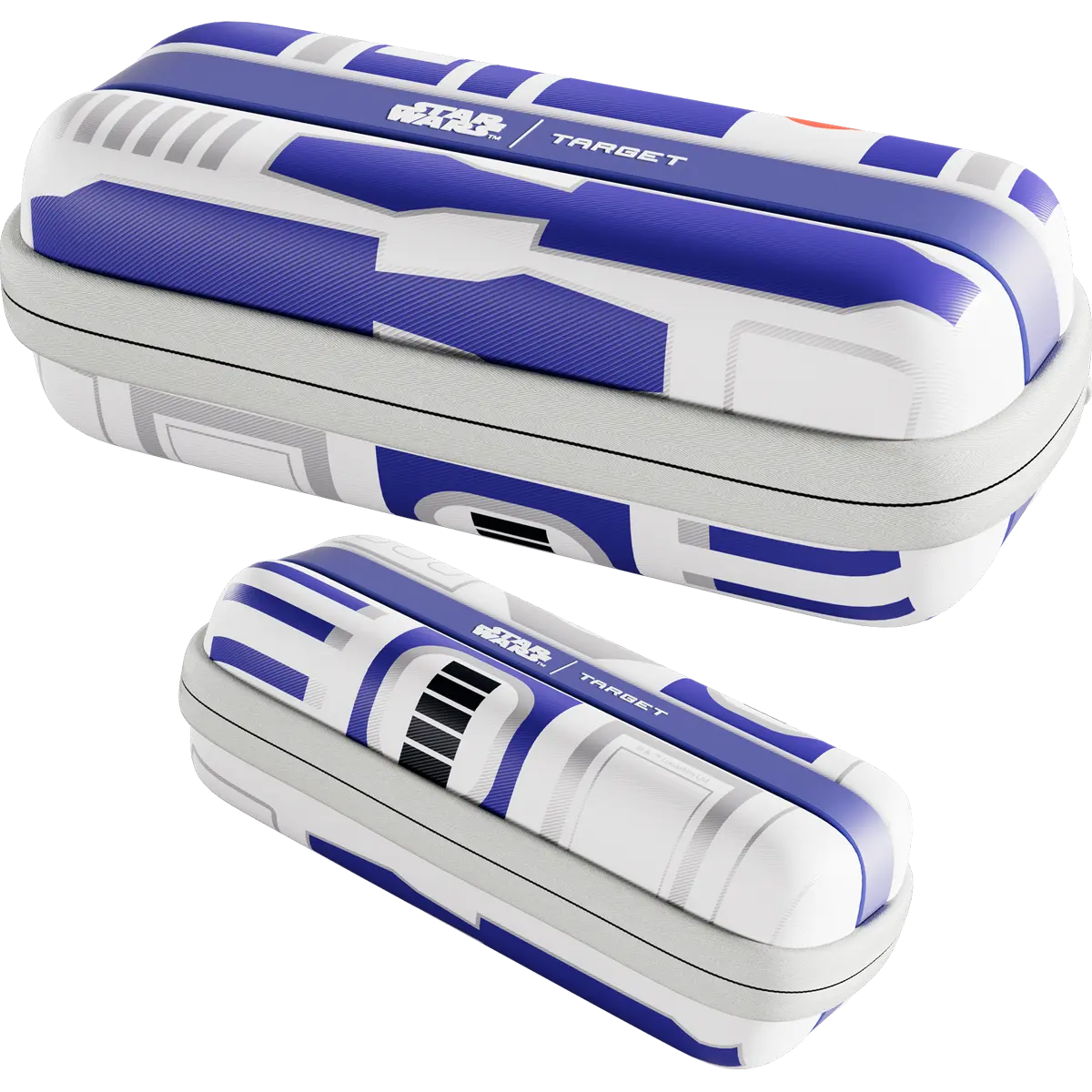Target Star Wars R2-D2 BOA Dart Wallet mit Vorderseite und Rückseite im blau-weißen R2-D2 Design.