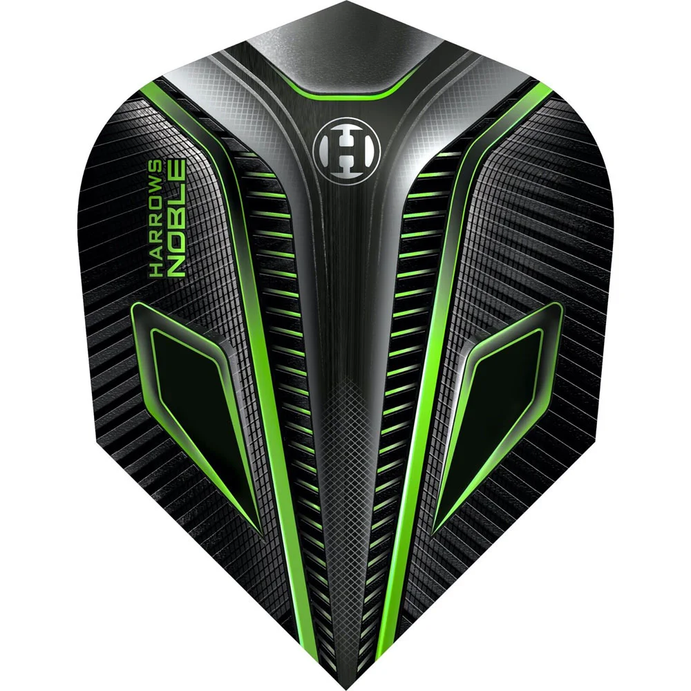 Harrows Noble No.6 Flights grün – formstabile Dart Flights 100 Mikron, Frontansicht