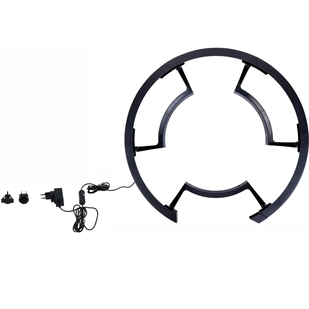 Bullet Radion 300 Beleuchtungs-System mit LED-Ring, Adapter, Kabel und Steckertypen im Lieferumfang
