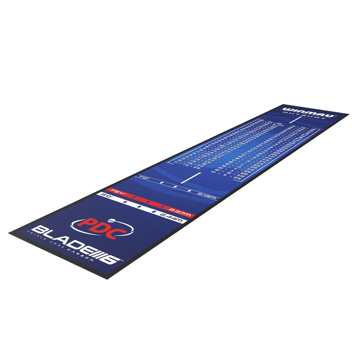 Winmau Outshot Dartmatte mit PDC-Logo, Oche-Markierungen und Soft-Feel-Faser Oberfläche