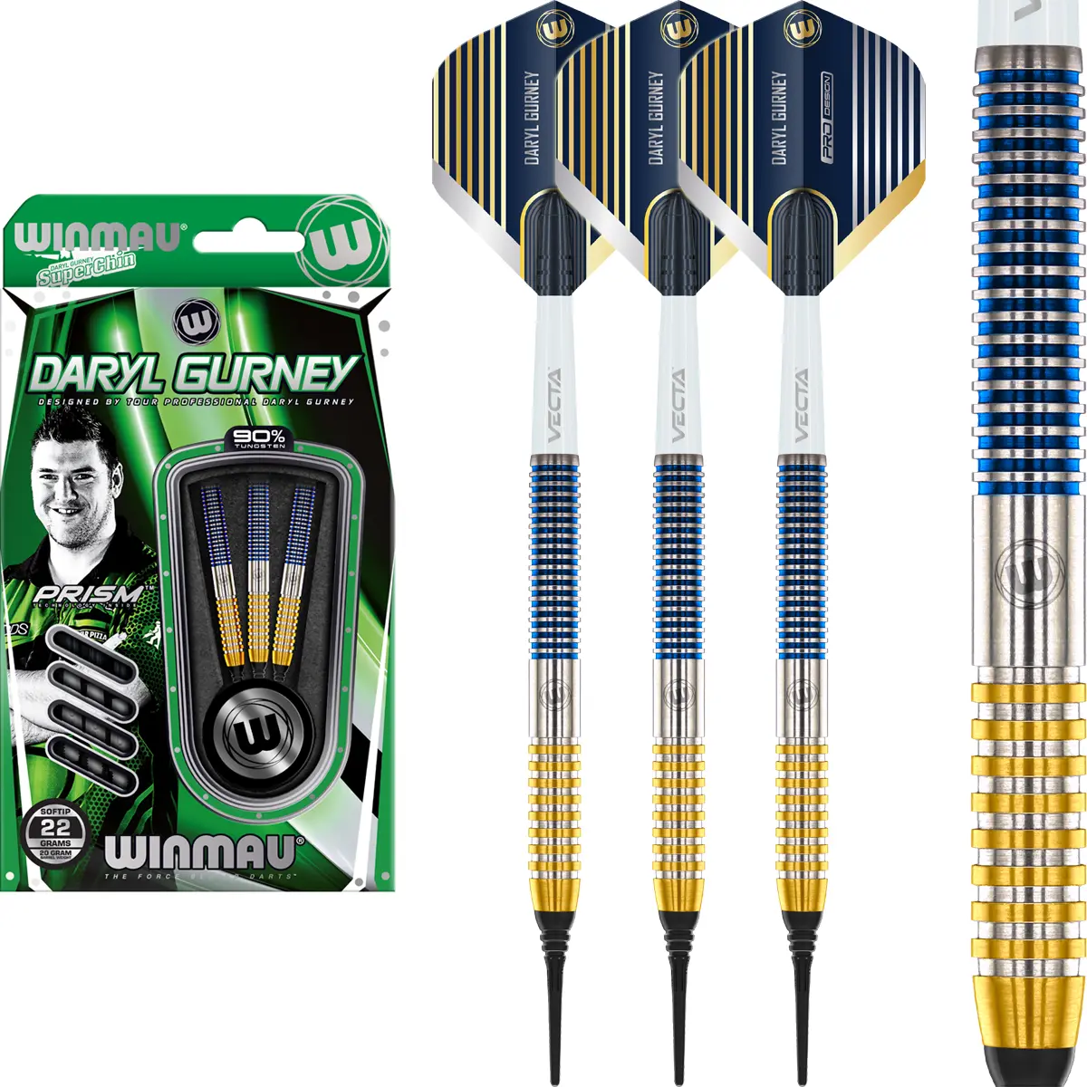 Winmau Daryl Gurney SC 1.0 Softdarts Verpackung mit Dart und Barrel
