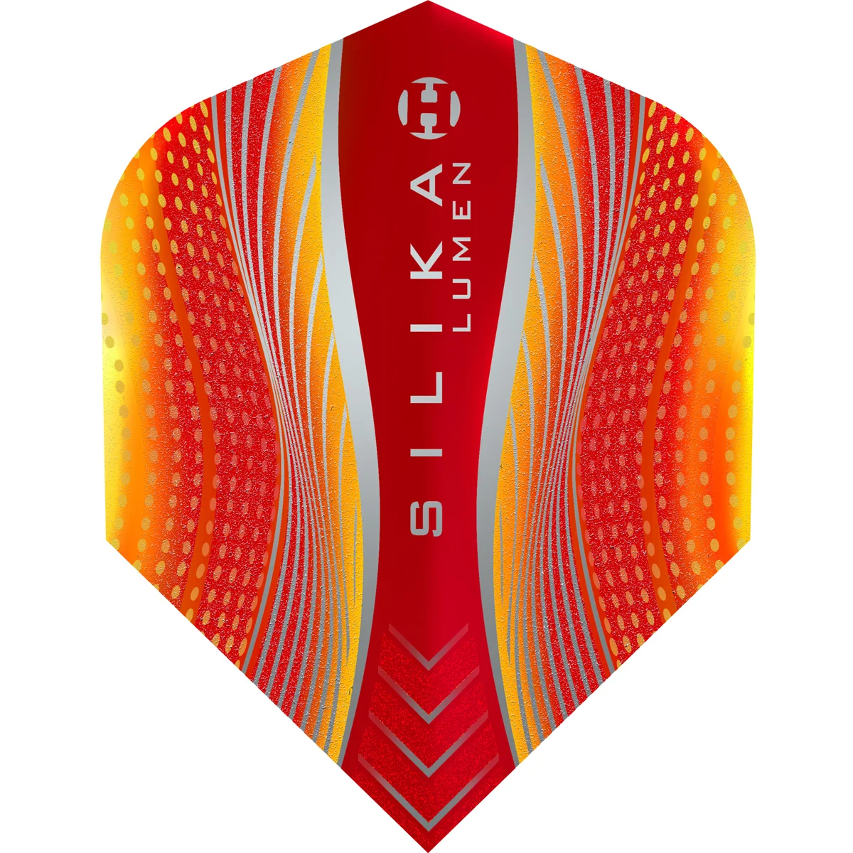 Harrows Silika Lumen No.6 Flight Yellow Red mit griffiger Silika-Oberfläche für stabile Flugbahn