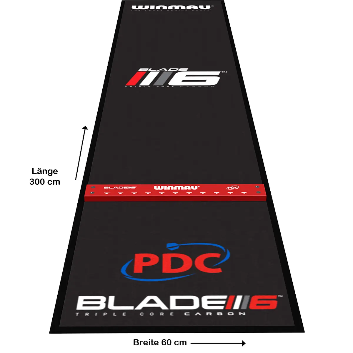 Winmau Pro-Zone Soft Blade 6 Dartmatte mit 300 cm Länge, 60 cm Breite und erhöhtem Oche