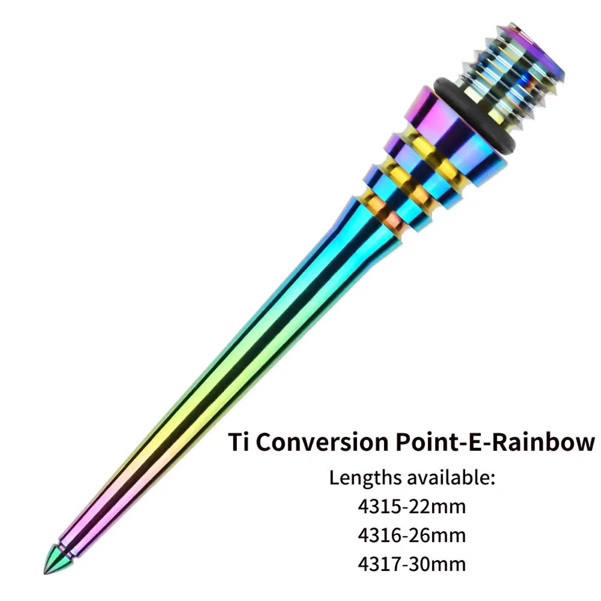 One80 Ti Conversion Point-E Rainbow aus Titanium mit 2BA Gewinde als Wechselspitze für Softdarts zur Umrüstung auf Steeldart