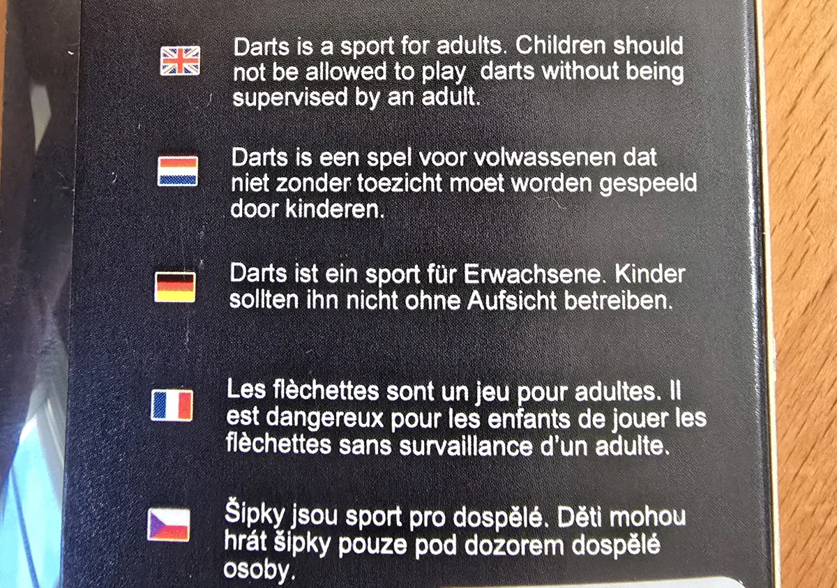 Sicherheitshinweis für Bull’s NL Ricky Evans Gen 1 Softdarts – Dartsport nur unter Aufsicht für Erwachsene
