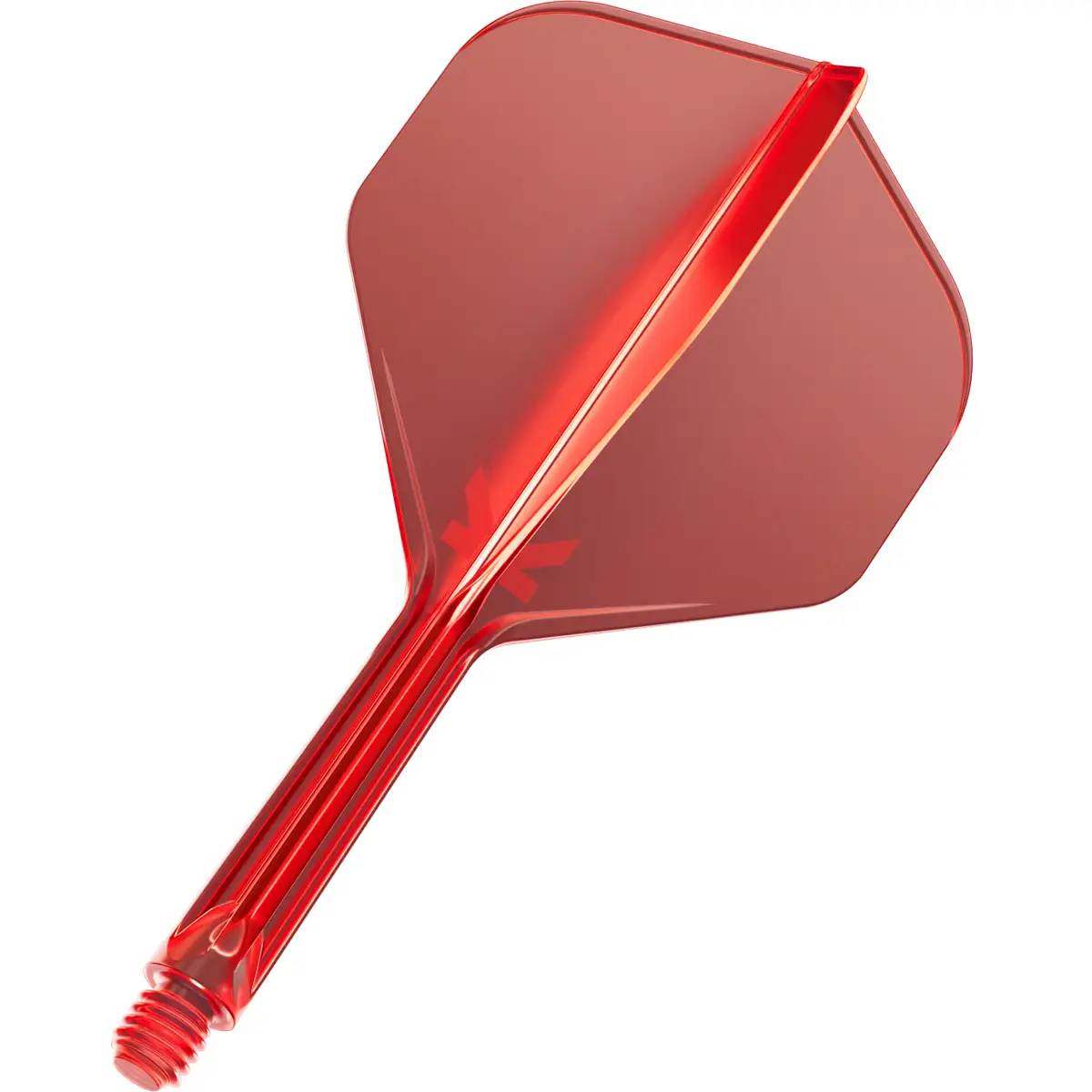 Target K-Flex No.2 Shape Rot Intermediate in dynamischer Ansicht mit transparentem Shaft und geformtem Flight
