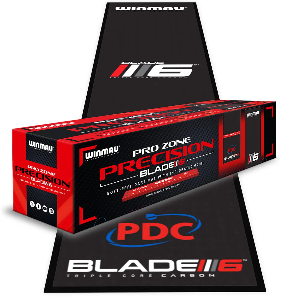 Winmau Pro-Zone Soft Blade 6 Dartmatte mit Verpackung, PDC Logo und Blade 6 Design