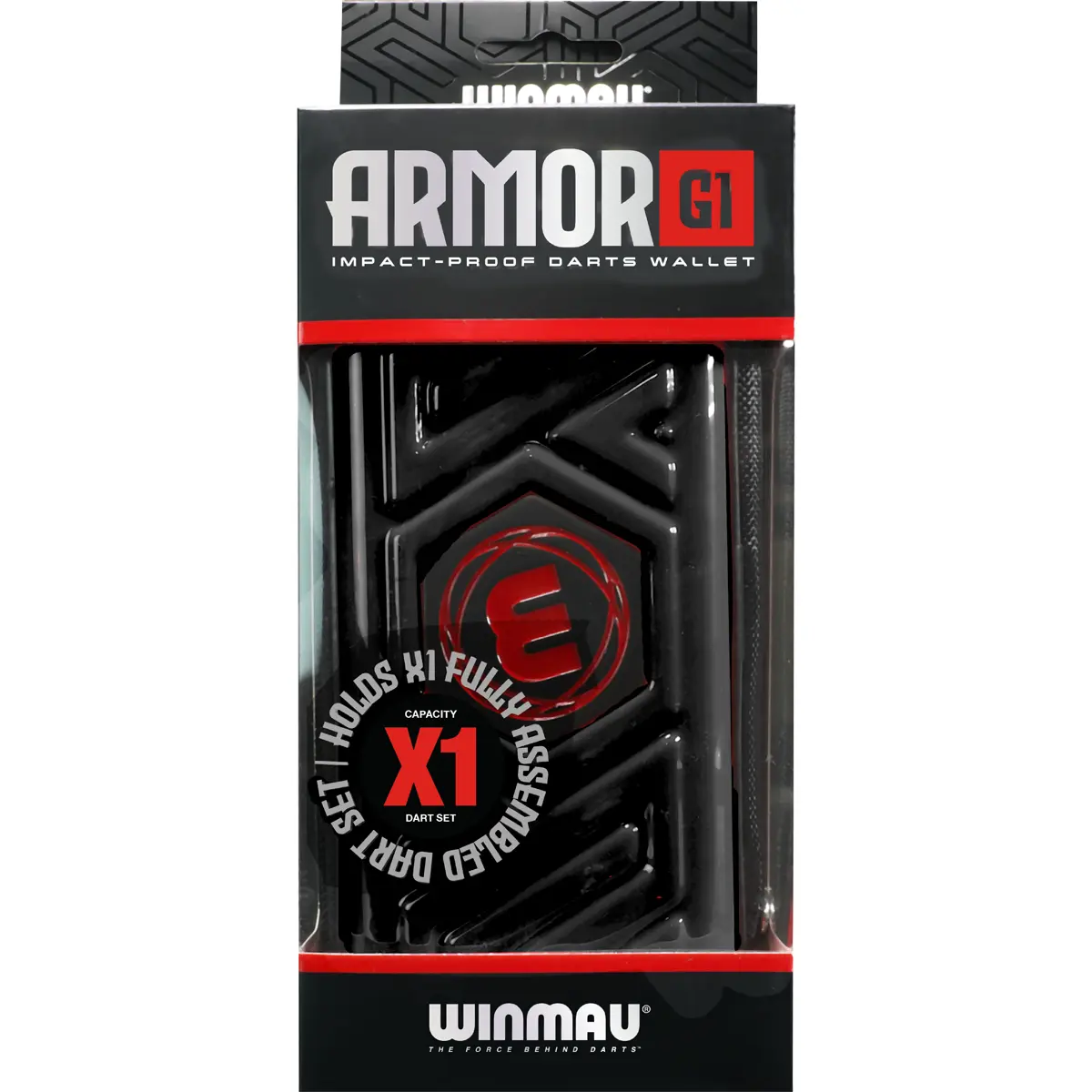 Winmau Armor G1 Darttasche Schwarz – Vorderseite der Originalverpackung