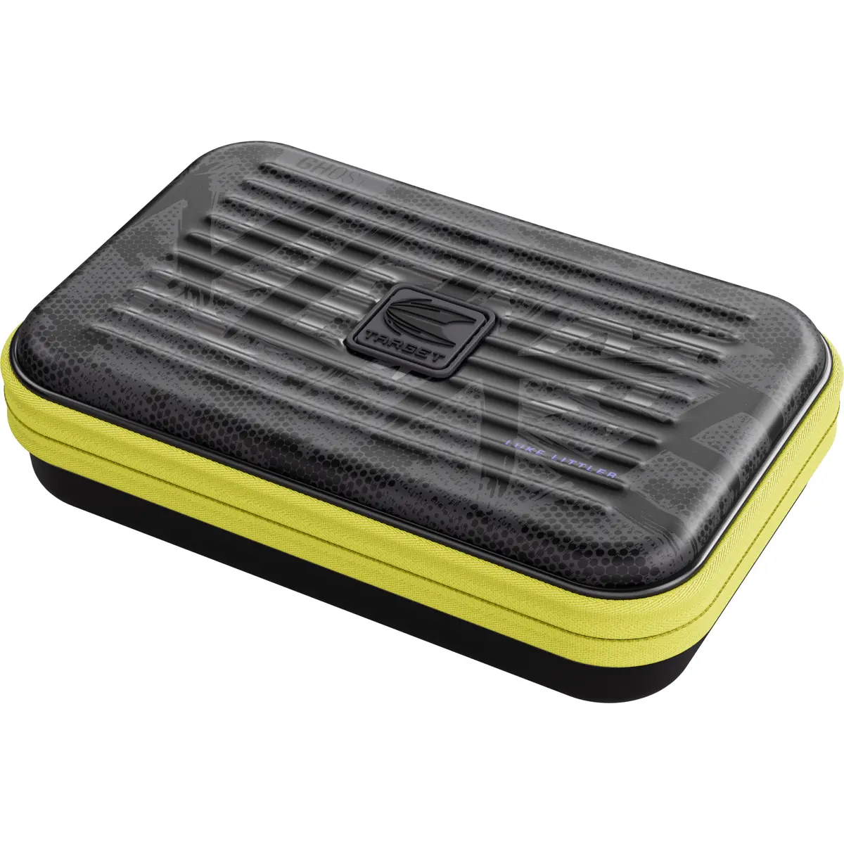 Target Takoma XL Ghost Luke Littler Dartcase in seitlicher Schrägansicht mit Zipper und Hardcase-Profil