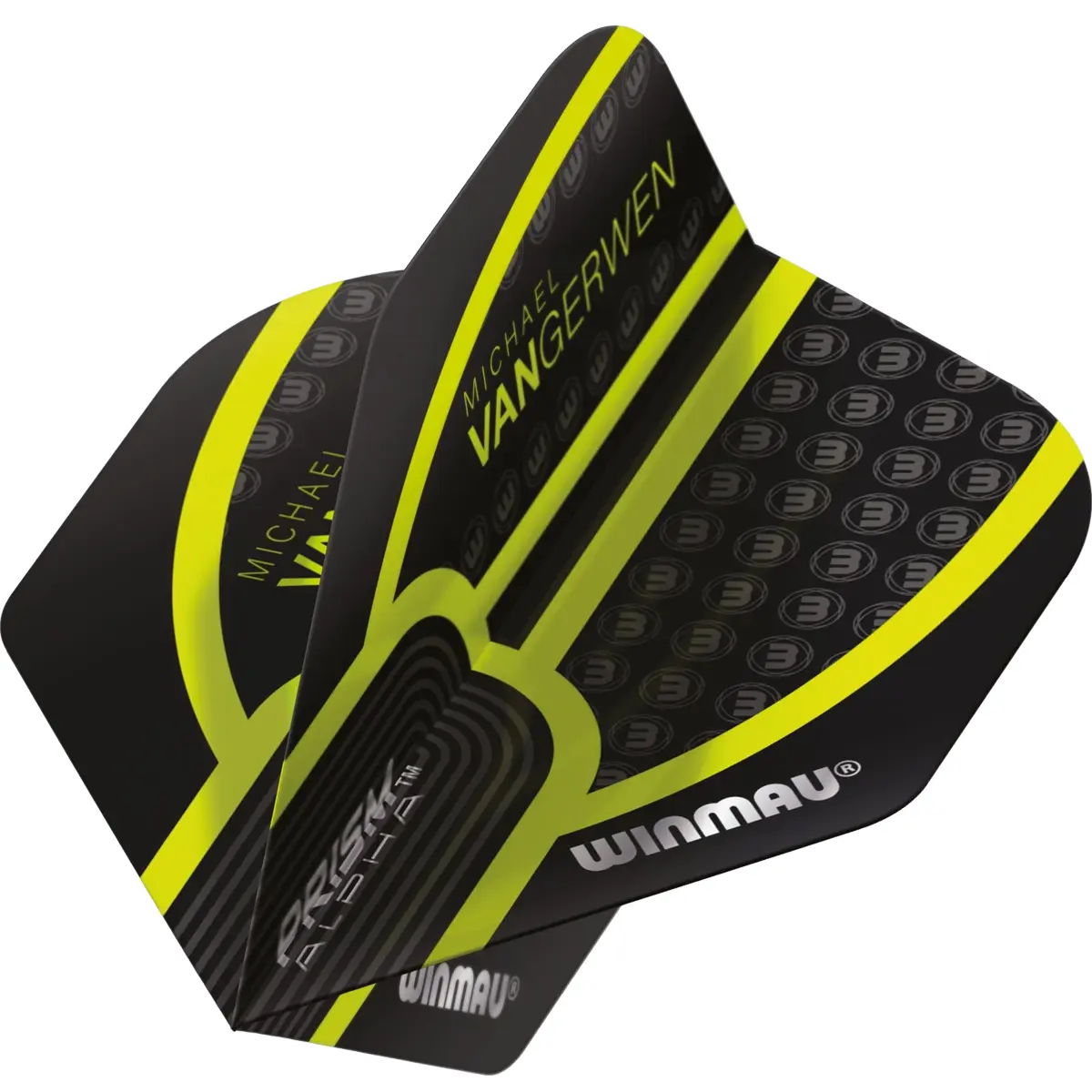 MVG Prism Alpha Flights Schwarz-Grün – dynamische Ansicht Michael van Gerwen Prism Alpha Flights schwarz-grün in dynamischer Perspektive