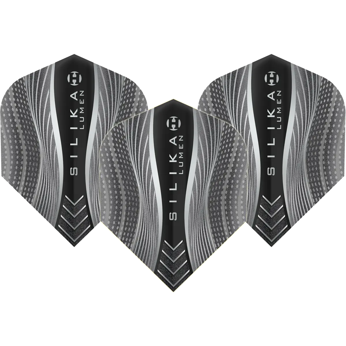 Harrows Silika Lumen No.6 Flights Black im 3er Set mit Silika-Beschichtung für kontrollierten und ruhigen Dartflug