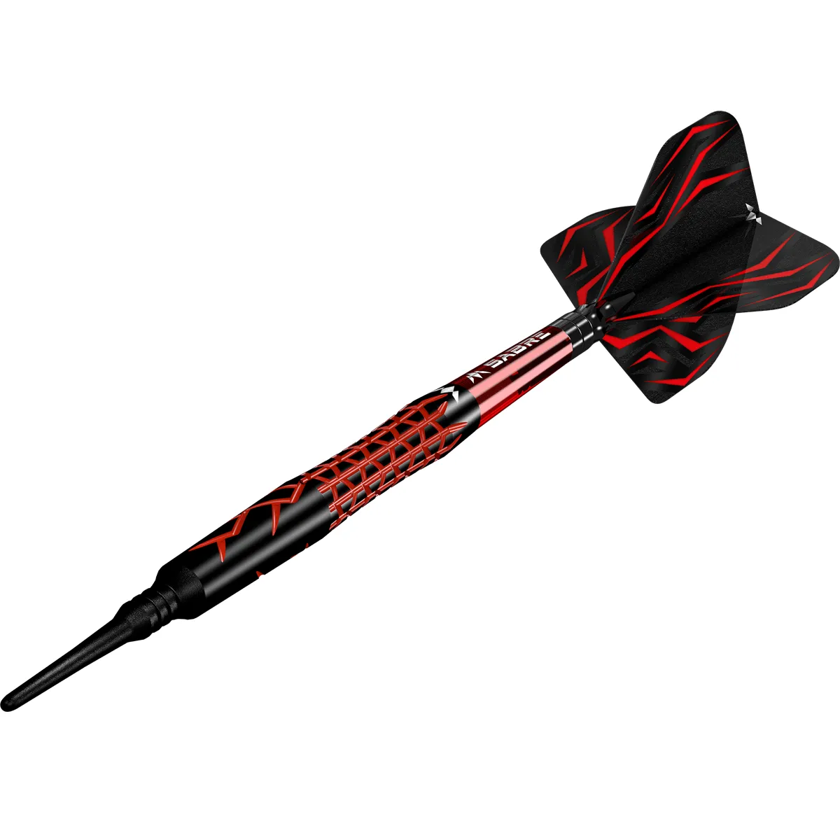 Mission Lava Softdart mit 95 % Tungsten Barrel und Lava Grip in dynamischer Seitenansicht