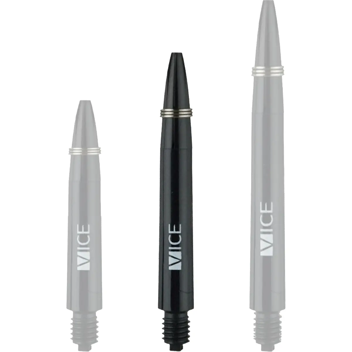 One80 Proplast Vice Shafts Schwarz in der Länge Intermedium 41 mm mit schlankem Schaftkopf und Federring.