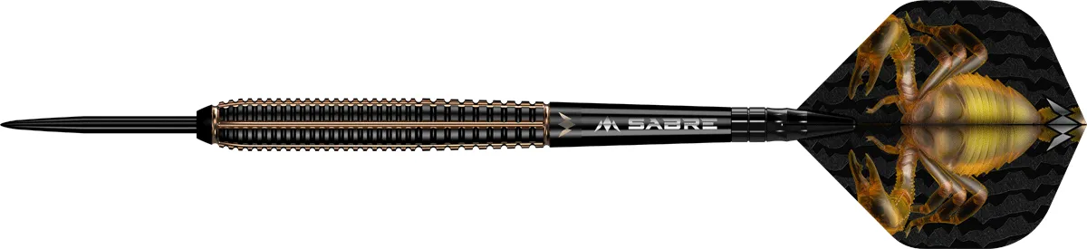 Mission Scorpion Steeldart komplett mit schwarz-goldenem Barrel und Scorpion Flight